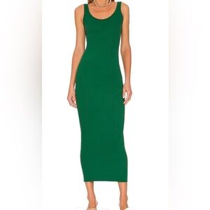 ENZA COSTA Stretch Silk Knit Tank Dress In Dark Emerald Size Small